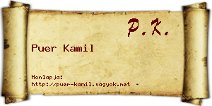 Puer Kamil névjegykártya